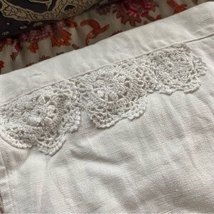 Matteo white linen & Lace Euro Sham 
White Lace Trim Pillowcase